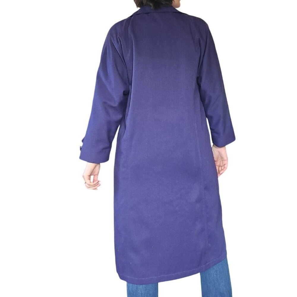 Vintage London Fog Plum Purple Winter Trench Coat Women's 8 Petite Minimalist - Picture 4 of 12